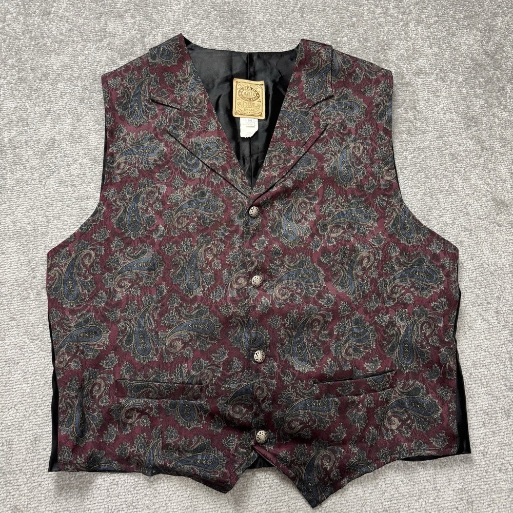 Wah Maker True West Outfitter Western Frontier Vest Paisley Wedding Medium USA
